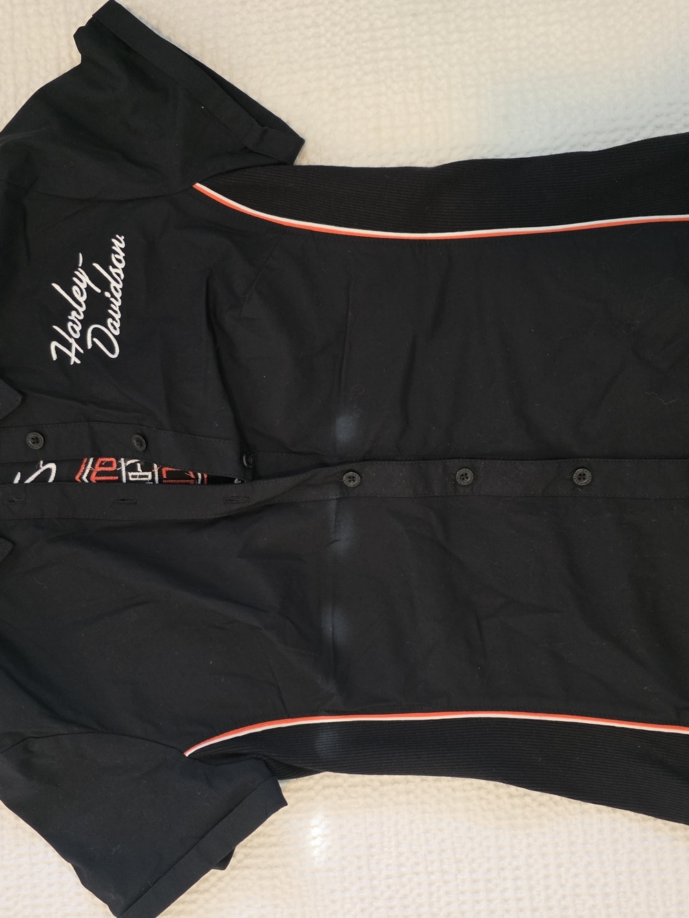 Harley-Davidson Black Button-Up with Orange Piping
